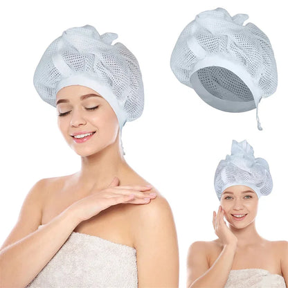 1/2Pcs Net Plopping Cap For Drying Curly Hair Shower Cap Large Adjustable Reusable Bath Caps for Women Girls Hair Dryer Caps