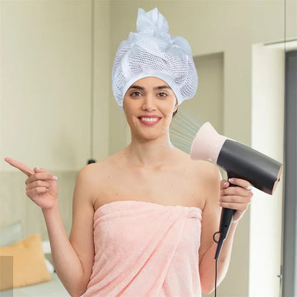 1/2Pcs Net Plopping Cap For Drying Curly Hair Shower Cap Large Adjustable Reusable Bath Caps for Women Girls Hair Dryer Caps